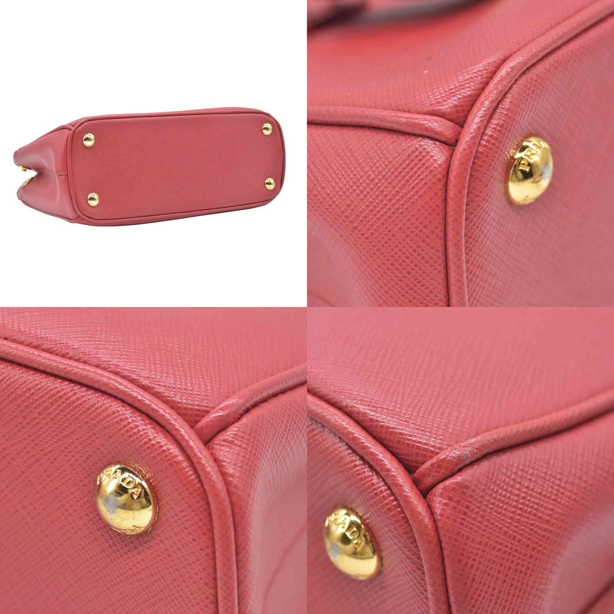 $4700 Prada Saffiano Mini Galleria Double Zip Tote Fuxia