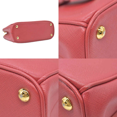 $4700 Prada Saffiano Mini Galleria Double Zip Tote Fuxia