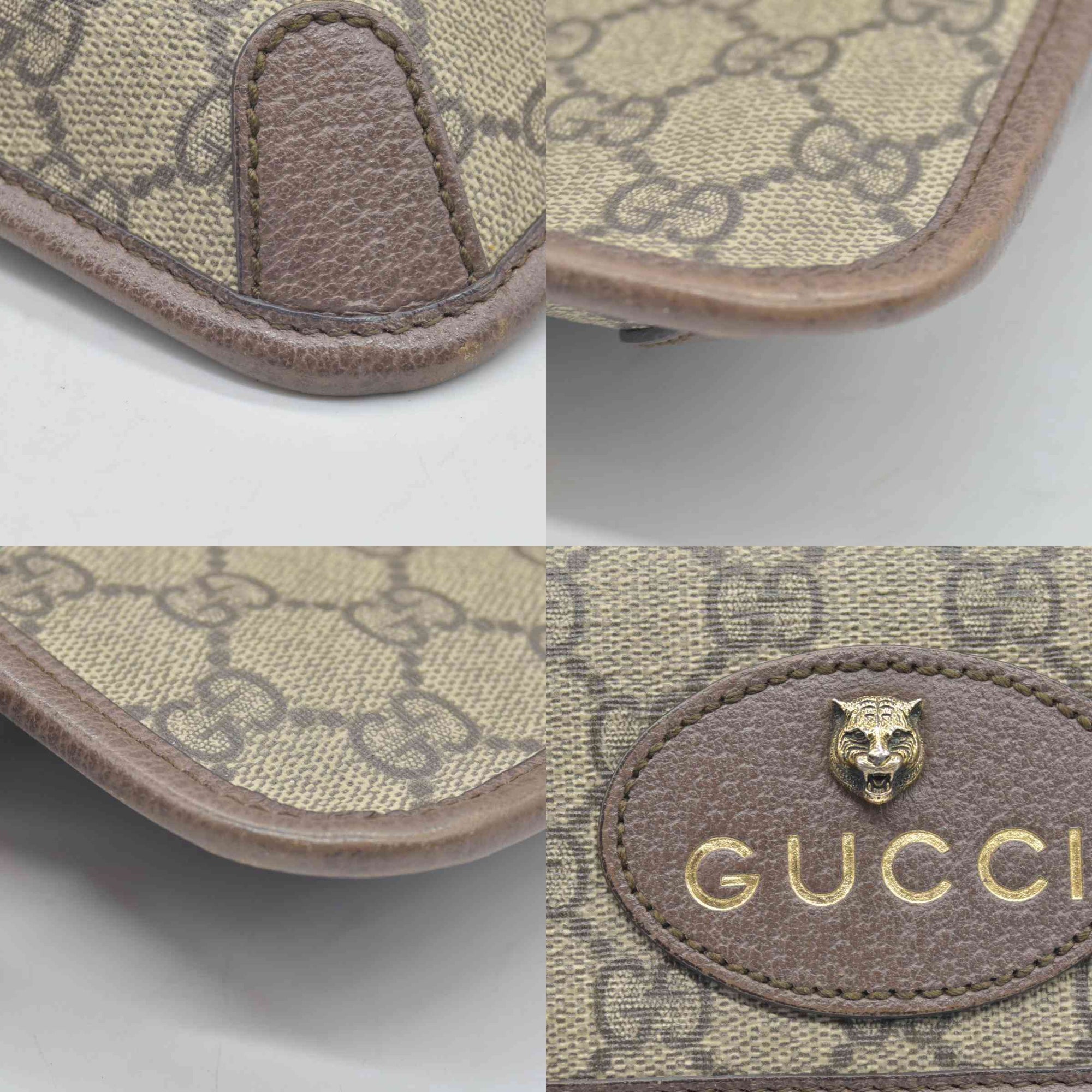 $1200 Gucci GG Supreme Monogram Neo Vintage Web Belt Bag Brown CONSIGNMENT