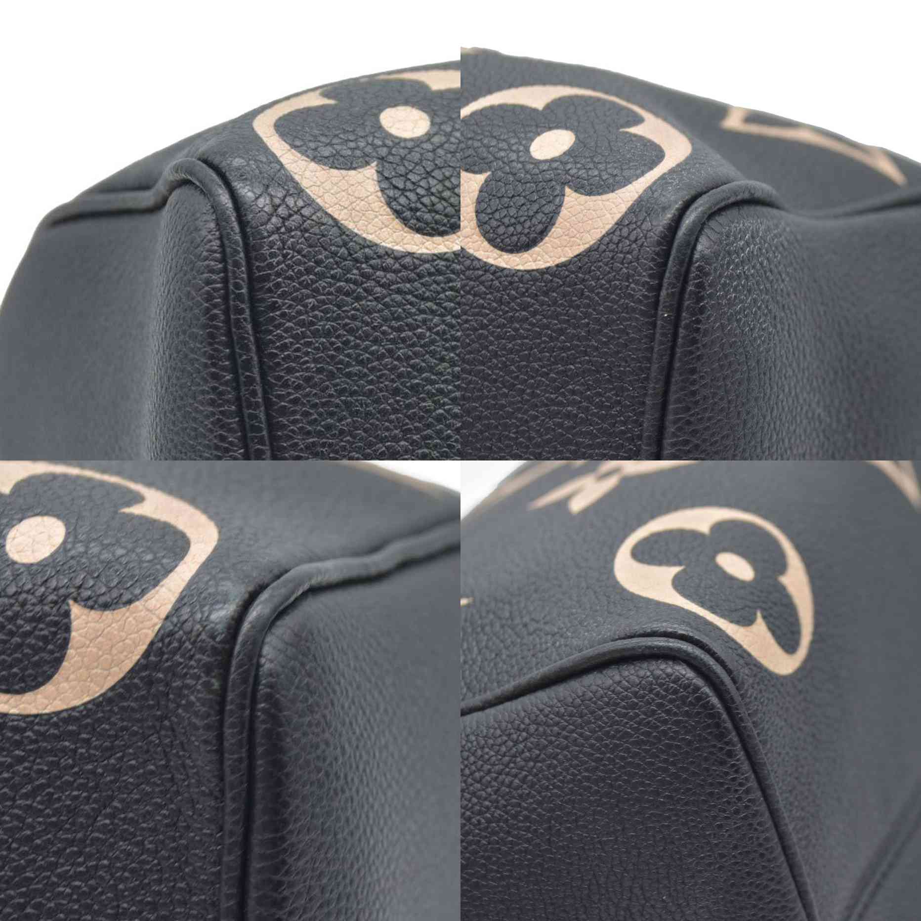 $3100 Louis Vuitton  Empreinte Monogram Giant Speedy Bandouliere 25 Black Beige