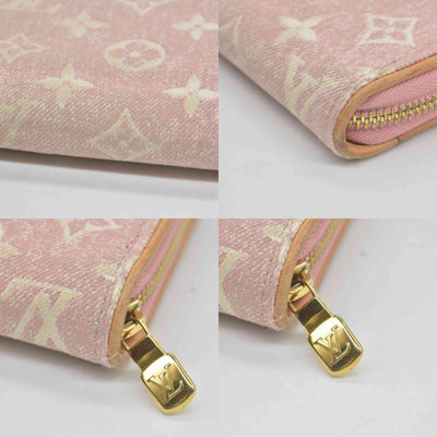 $1060 Louis Vuitton Denim Monogram Jacquard Zippy Wallet Pink