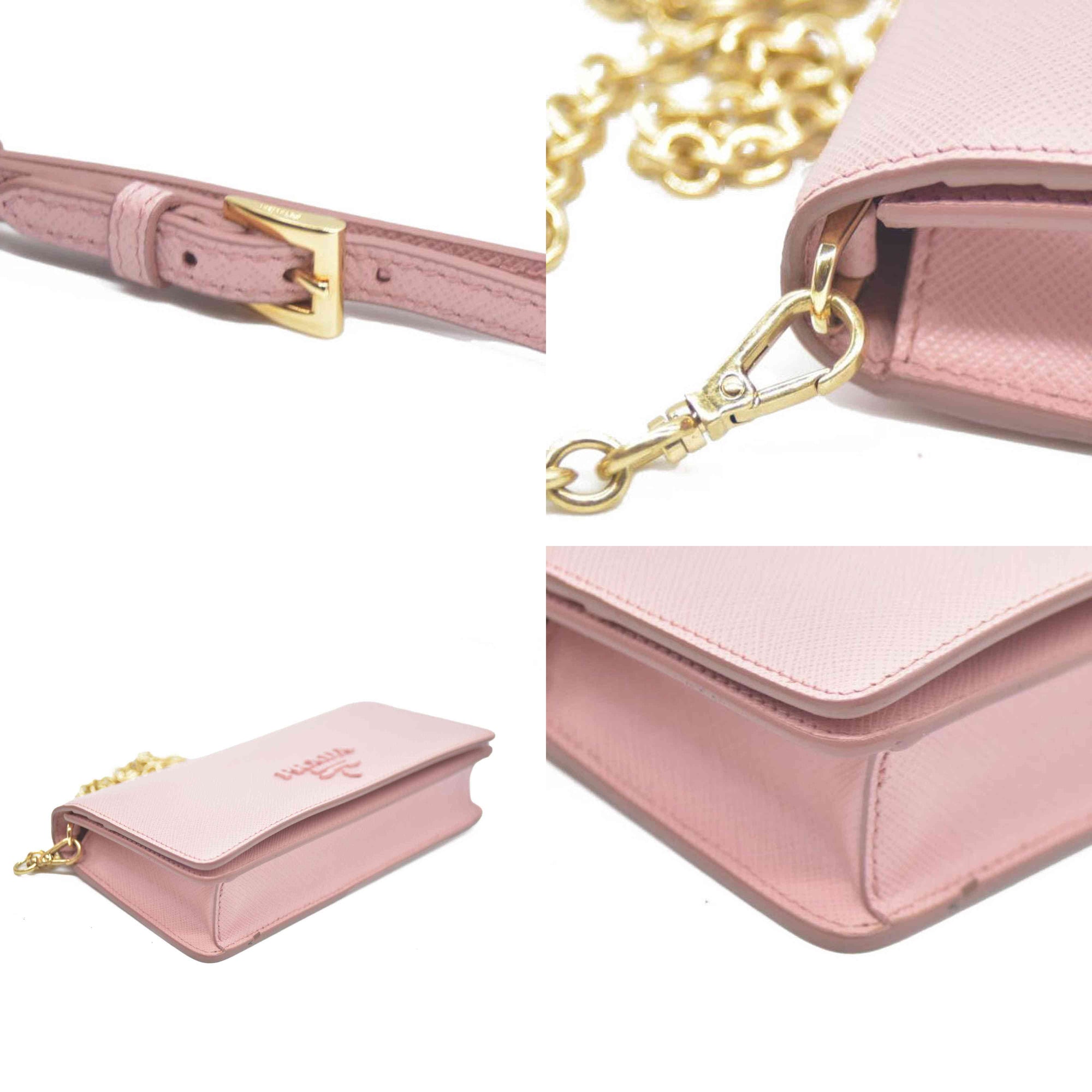 Prada  Saffiano Cahier Chain Wallet Petalo