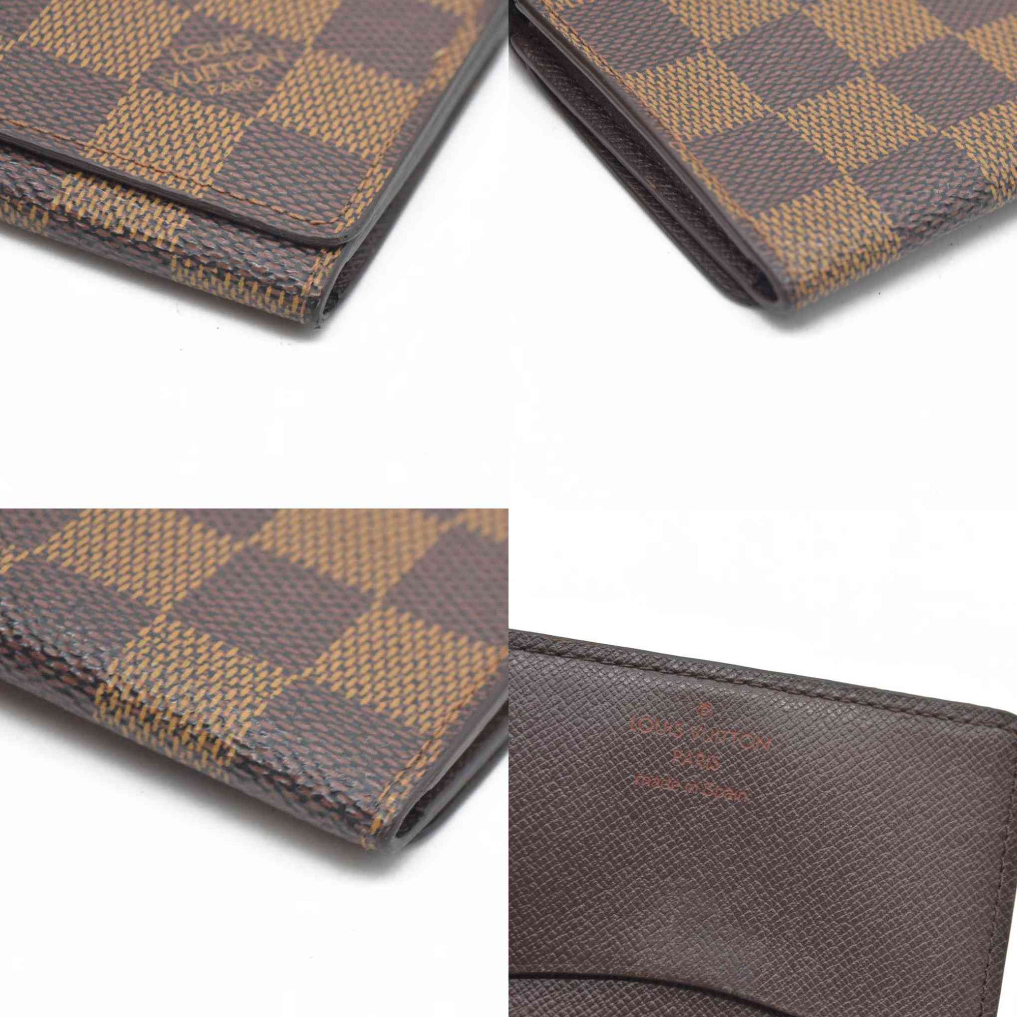 AUCTION $320 Louis Vuitton Enveloppe Carte de Visite Damier Card Case Brown