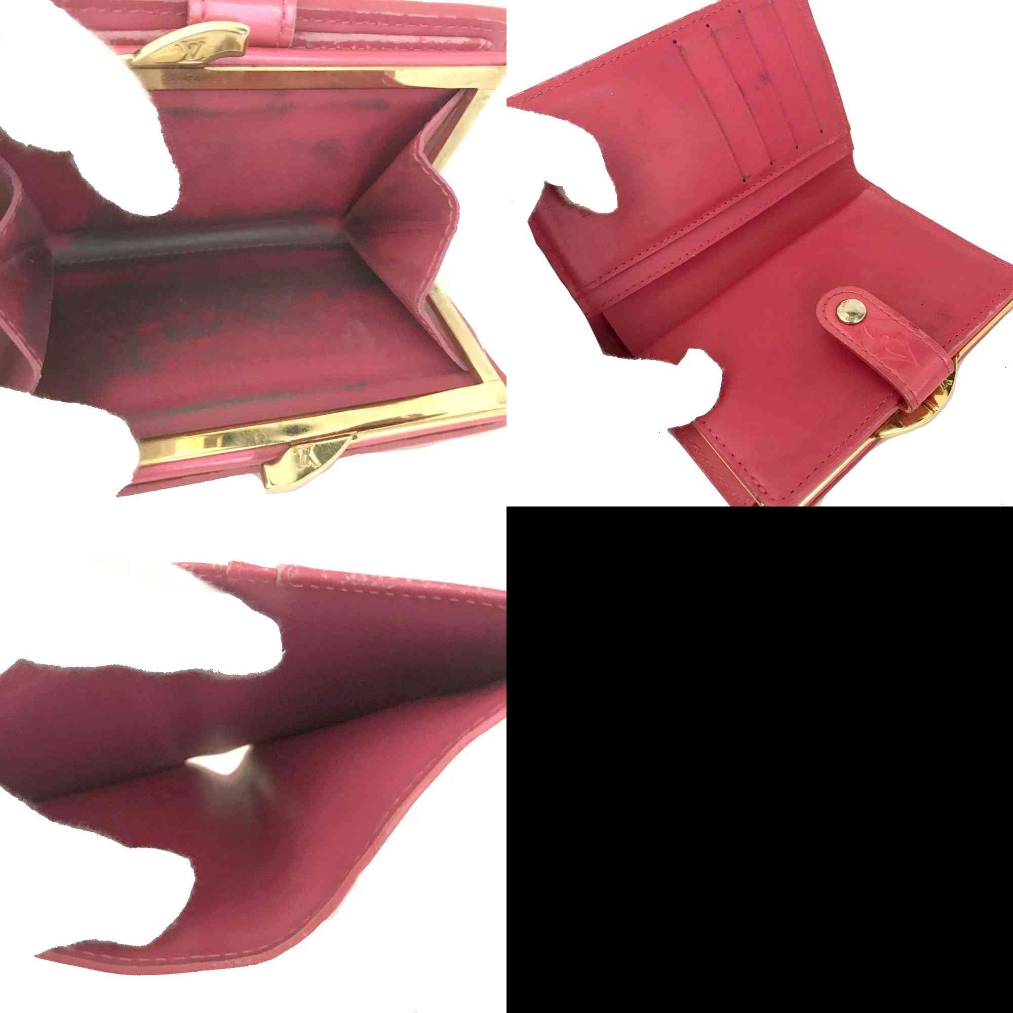 $950 2003 Louis Vuitton Monogram Vernis Pink Kisslock French Wallet MI0013