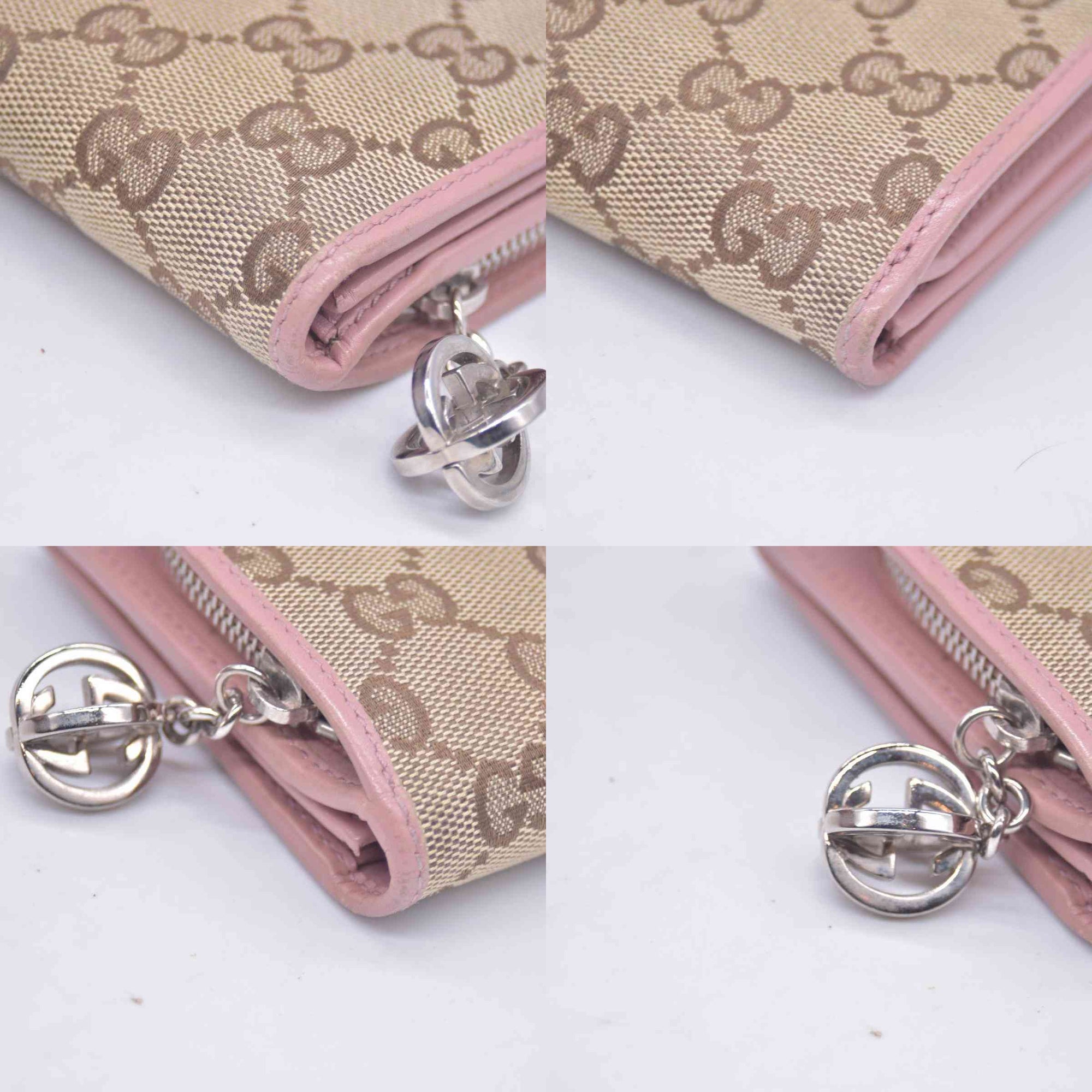 $680 Gucci GG Canvas And Leather Interlocking G Long Wallet CONSIGNMENT
