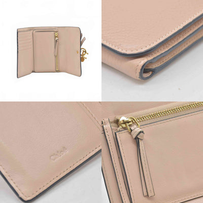 $480 Chloe Alphabet Compact Trifold Leather Wallet E