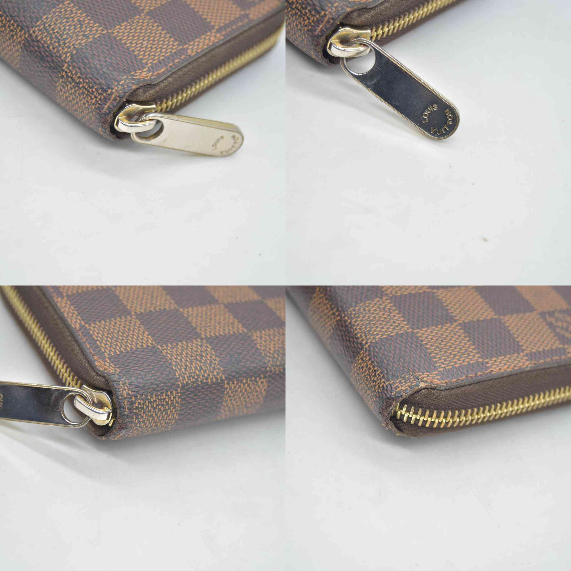$965 2013 Louis Vuitton Damier Zippy Zip Around Long Wallet Purse Brown CA4163