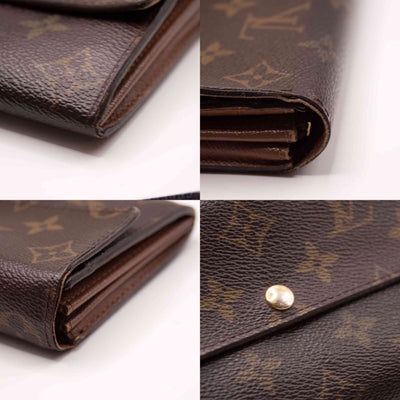$775 2008 Louis Vuitton Monogram Portefeiulle Sarah Long Bifold Wallet Brown CA0068