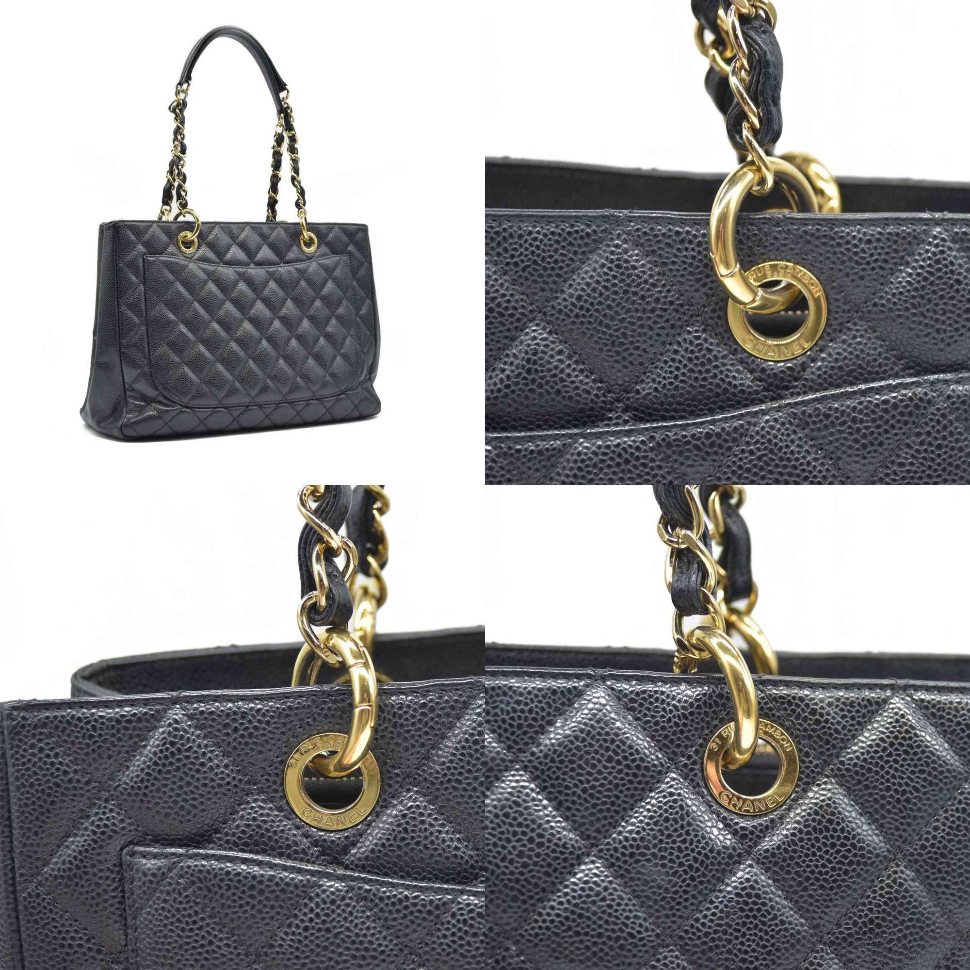 $2900 Chanel  Caviar Quilted Grand Shopping Tote GST Black CONSIGNMENT