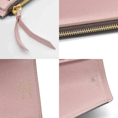 $605 Louis Vuitton Damier Ebene Victorine Wallet Rose Ballerine