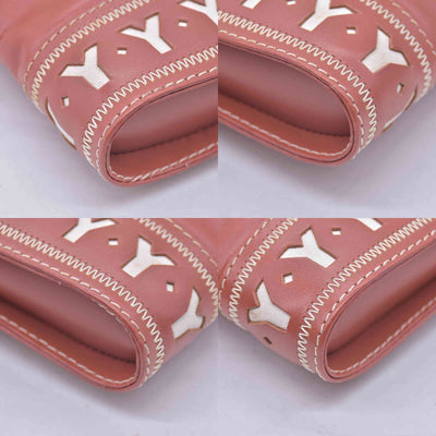 $980 YVES SAINT LAURENT Calfskin Cutout Y Monogram Flap Shoulder Bag Terracotta CONSIGNMENT 10021247
