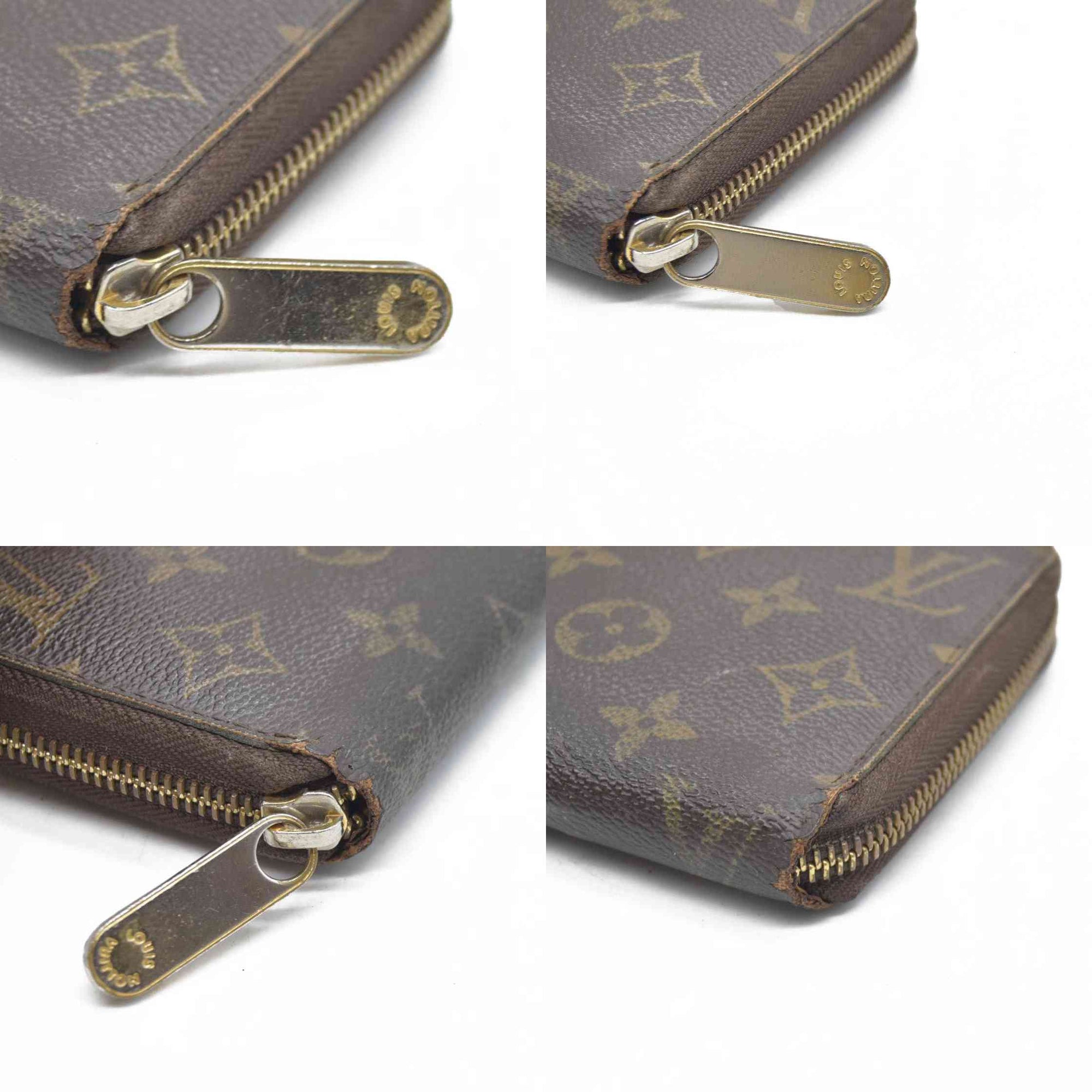 $915 Louis Vuitton Monogram Zippy Zip Around Long Wallet Purse Brown CA4078