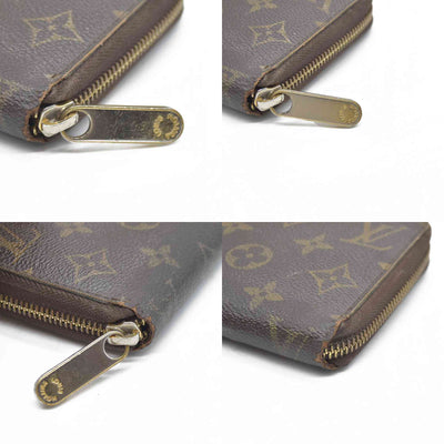 $915 Louis Vuitton Monogram Zippy Zip Around Long Wallet Purse Brown CA4078