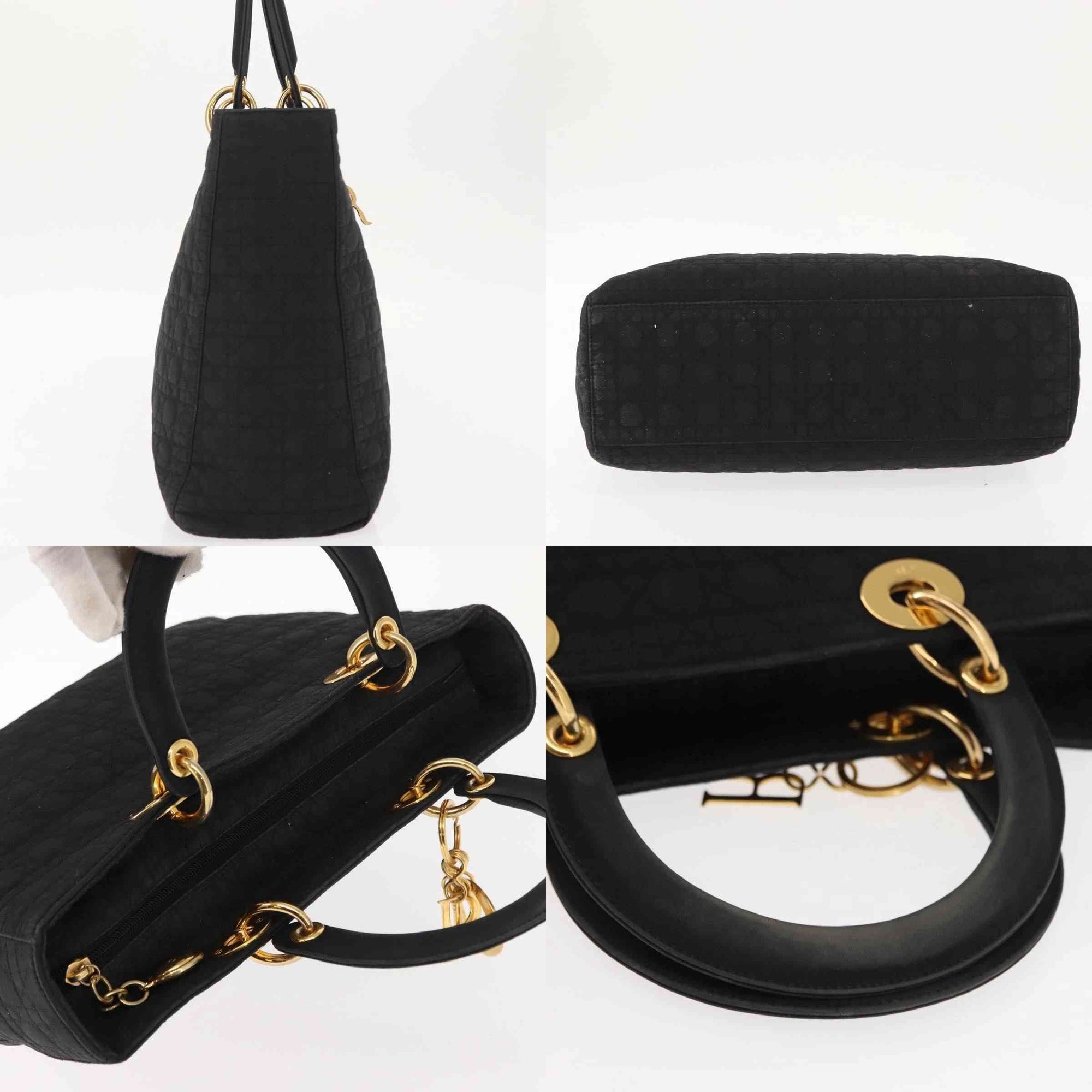 $4900 Christian Dior Nylon Cannage Large Lady Dior Black