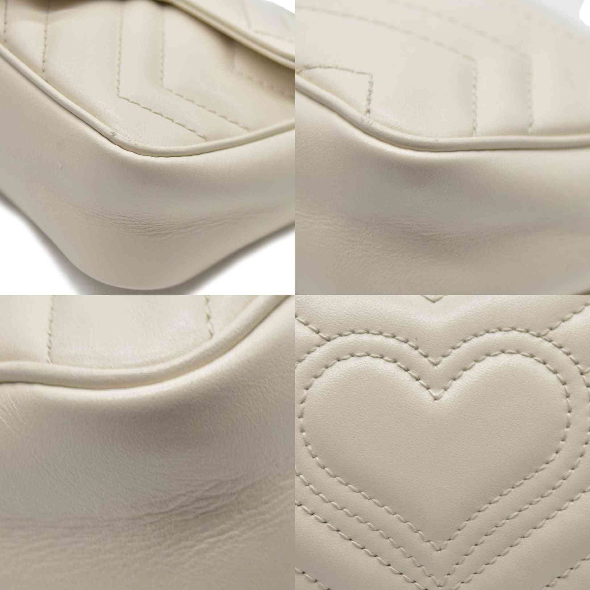 Gucci Super Mini Marmont Leather Shoulder Bag White GG Crossbody $1400