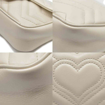 Gucci Super Mini Marmont Leather Shoulder Bag White GG Crossbody $1400