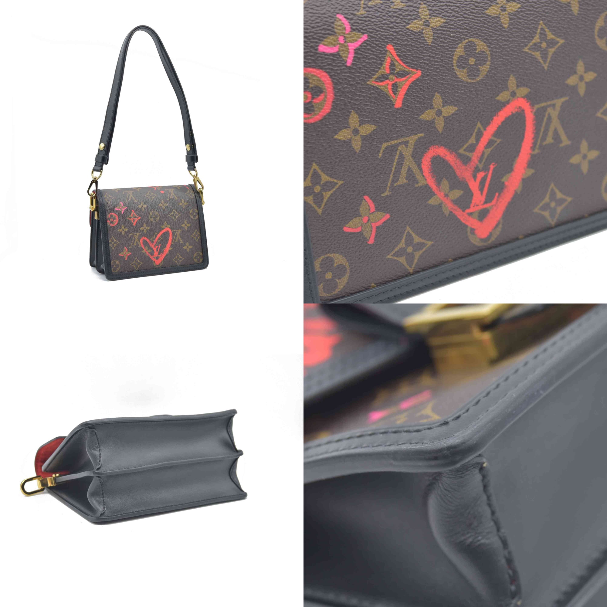 $3550 Louis Vuitton Dauphine Shoulder Bag Limited Edition Fall in Love Monogram Canvas Mini