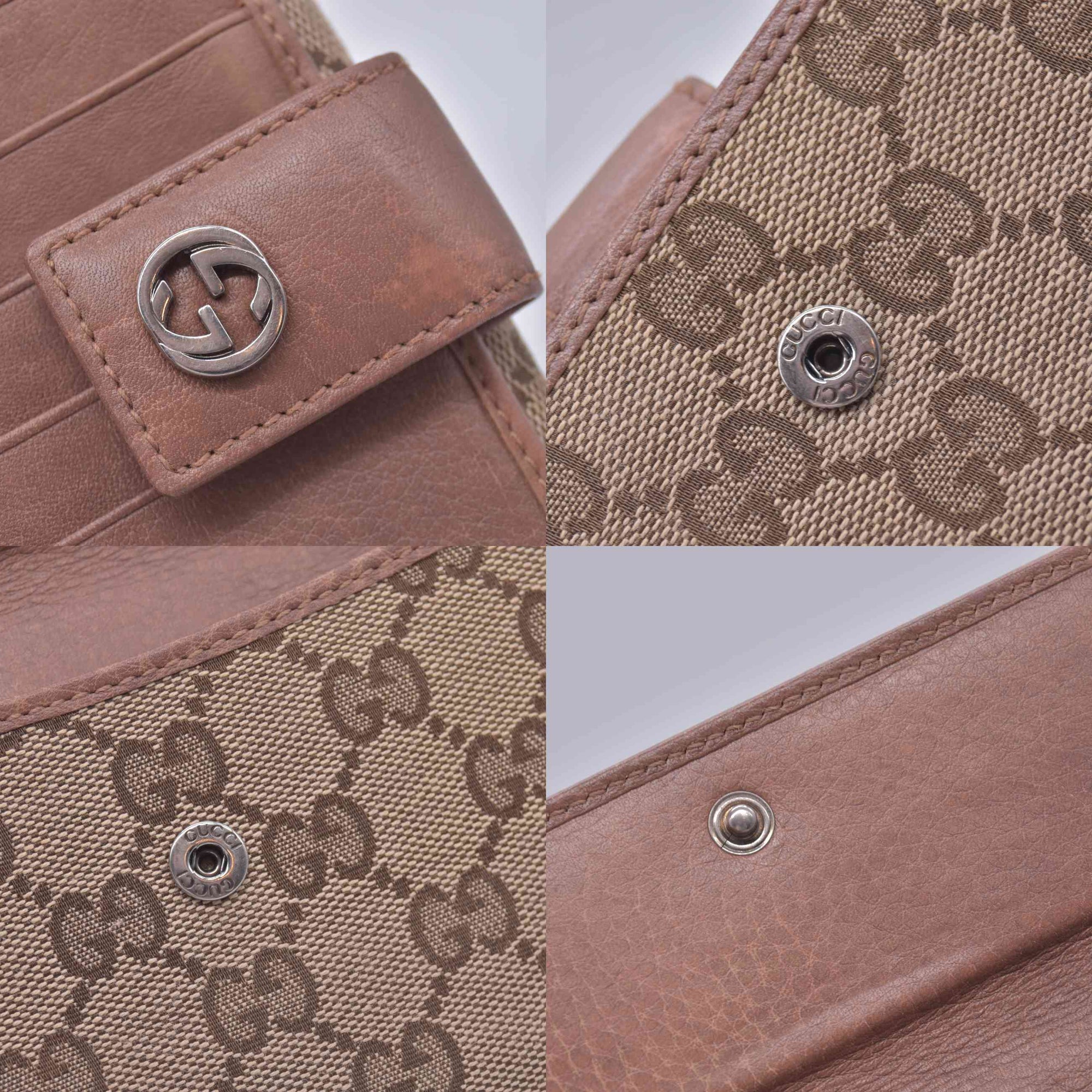 $540 GUCCI GG Monogram Supreme Tan Canvas Snap Long Wallet CONSIGNMENT 10021628