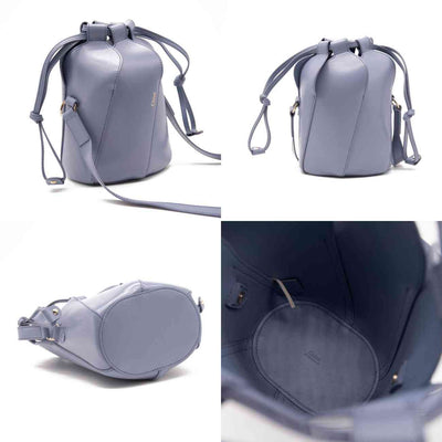 Chloe Bucket Tulip Mini Cross Body Blue Leather Shoulder Bag