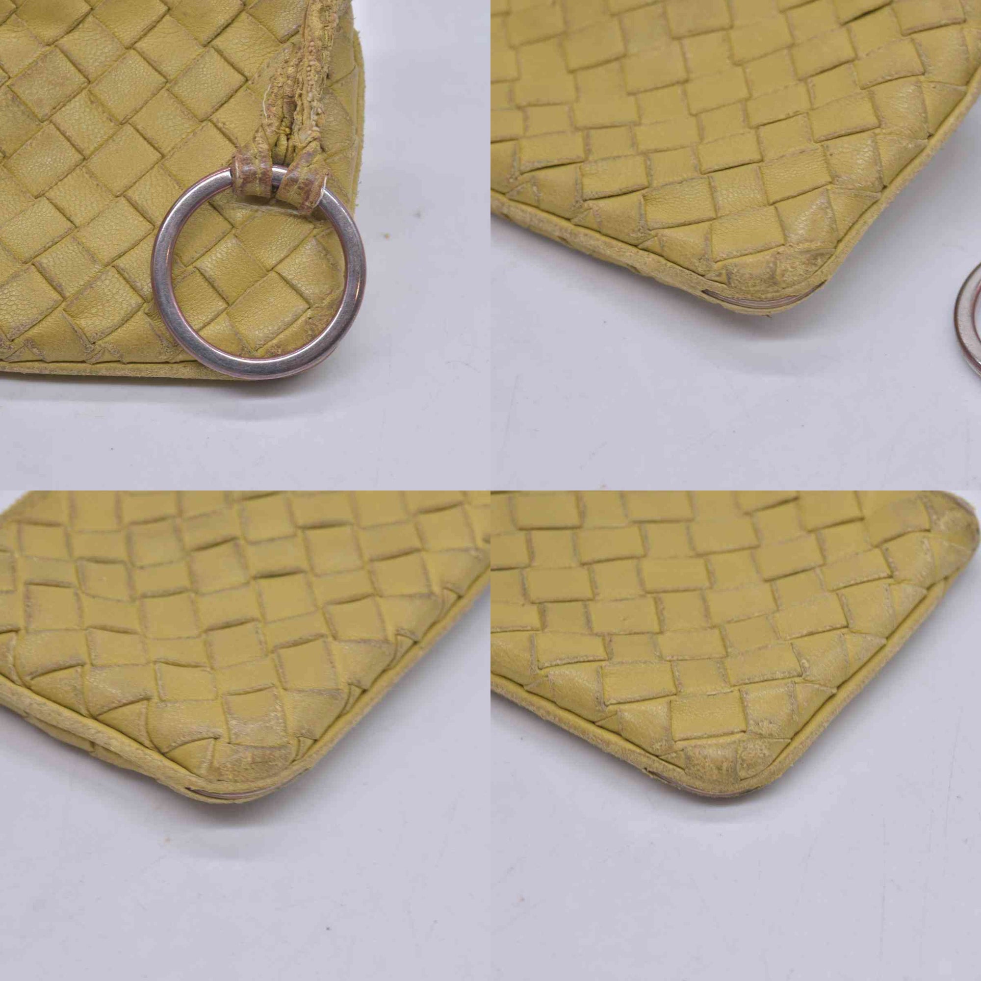 $390 BOTTEGA VENETA Yellow Intrecciato Key Pouch Cles CONSIGNMENT 10021583