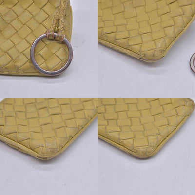 $390 BOTTEGA VENETA Yellow Intrecciato Key Pouch Cles CONSIGNMENT 10021583