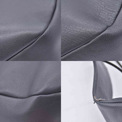 $890 SALVATORE FERRAGAMO Leather Gancini Shoulder Bag Dark Grey CONSIGNMENT 10021182