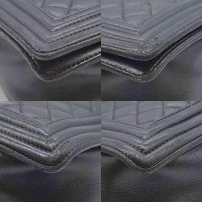 $7600 2017 Chanel Lambskin Quilted Large Boy Flap Black