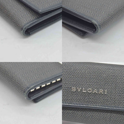 BVLGARI Weekend Gray PVC Black Leather 6 Pics Key Cases CONSIGNMENT