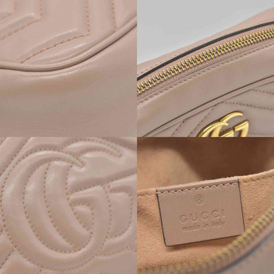 $1800 Gucci Calfskin Matelasse Mini GG Marmont Chain Shoulder Bag Porcelain Rose