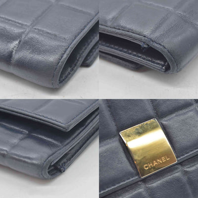 $1295 2003 Chanel Chocolate Bar Long Leather Wallet Black