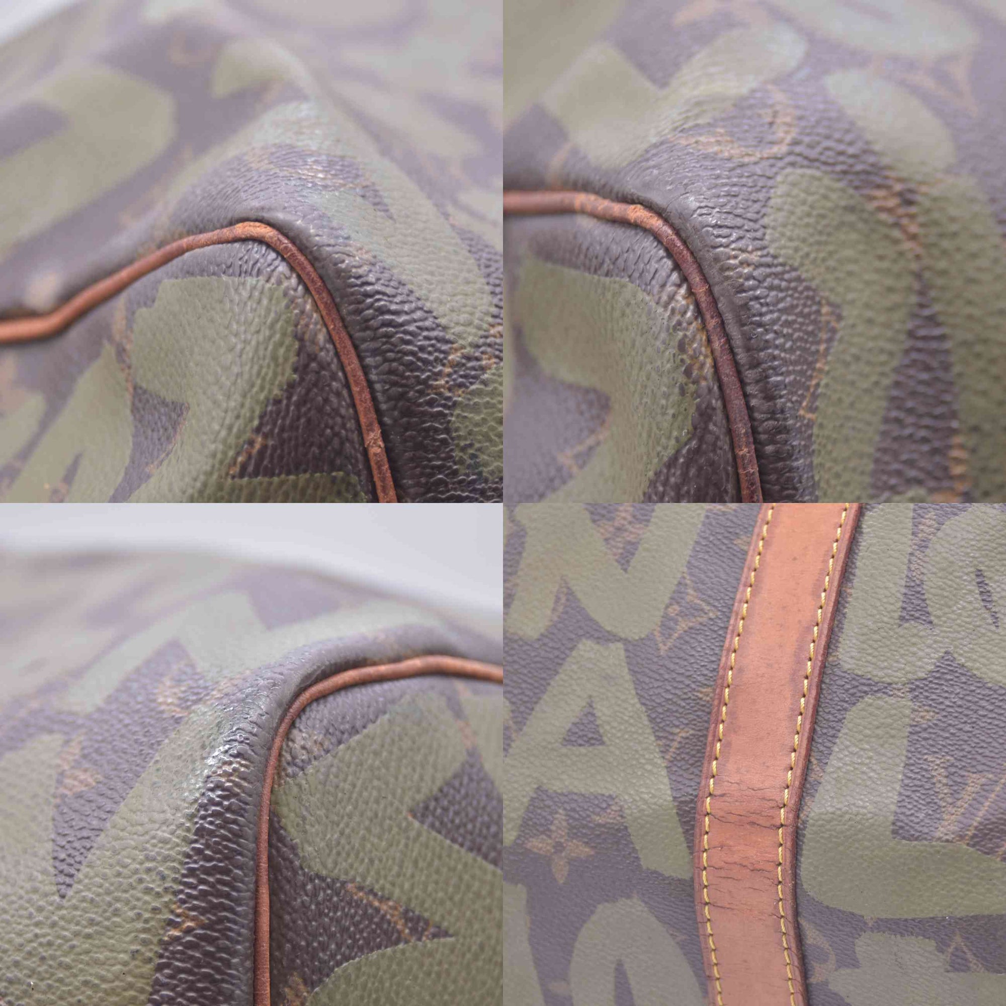 $3400 2001 Louis Vuitton Graffiti Keepall 50 Kaki FL0051