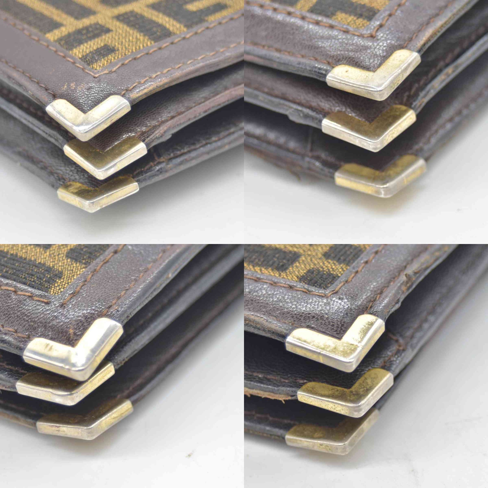 $2250 CONSIGNMENT FENDI Zucca Flap Clutch with Strap