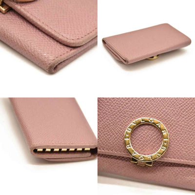 BVLGARI BVLGARIBVLGARI Clip Leather 6 Ring Key Case Pink