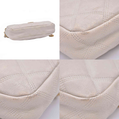 $1350 2021 Saint Laurent Grained Lambskin Quilted Mini Becky Double Zip Bag Cream 10021094
