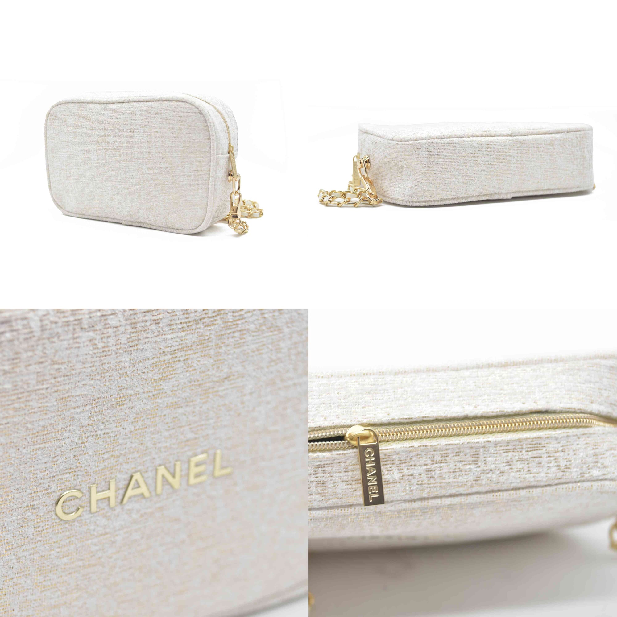 Chanel White & Gold Modified Camera-Style Shoulder Bag (GWP)