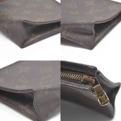 Louis Vuitton Monogram Poche Toilette 15 Cosmetics Pouch Purse Brown MB0042