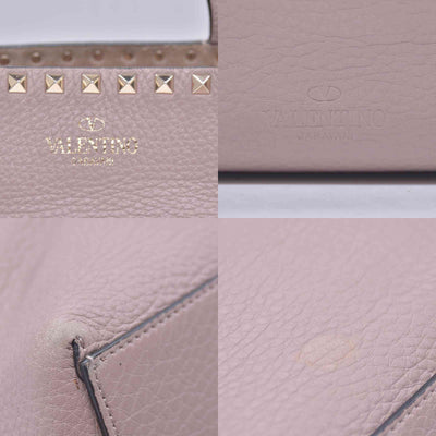 $1850 Valentino Garavani Grained Calfskin Small Rockstud Shoulder Tote Beige