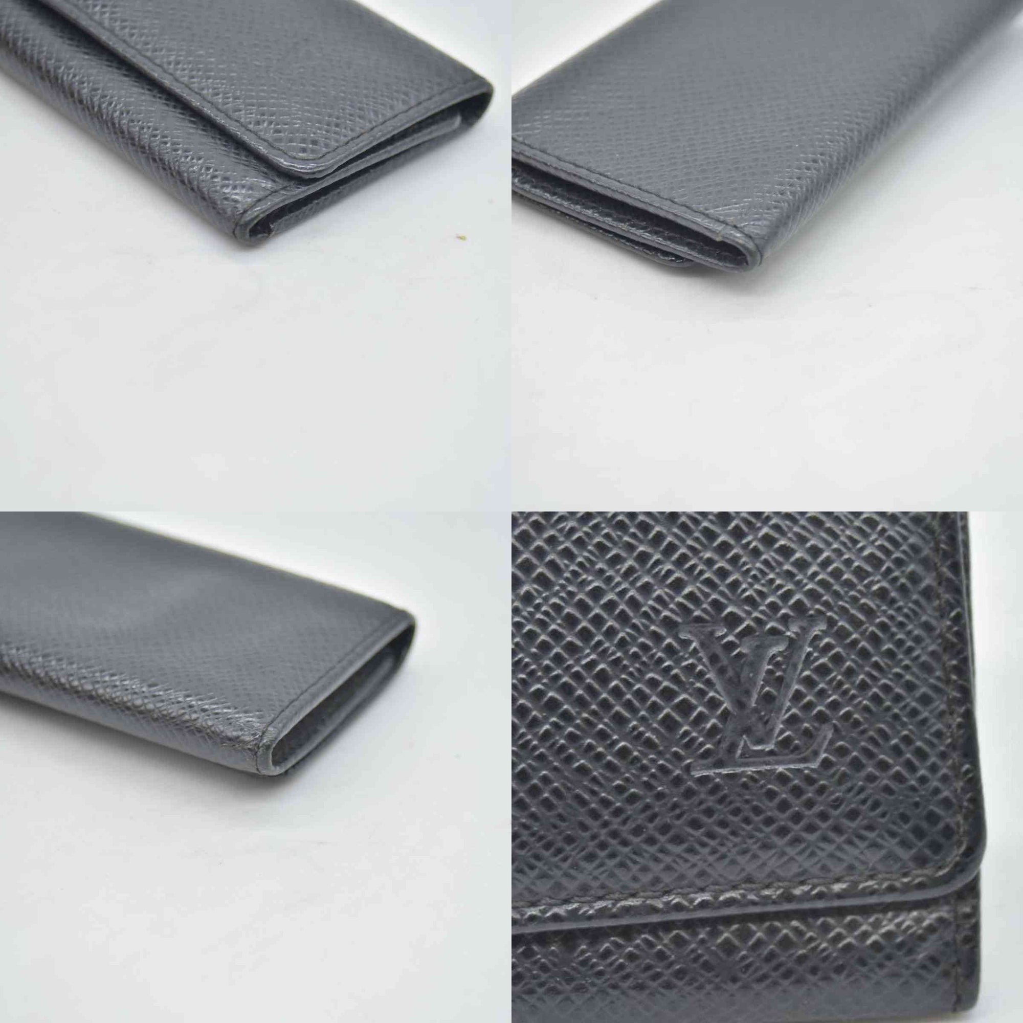 $295 LOUIS VUITTON Taiga 4 Key Multicles Key Holder Black CONSIGNMENT