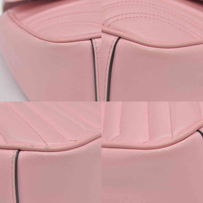 $2600 Gucci Calfskin Matelasse Small GG Marmont Shoulder Bag Wild Rose