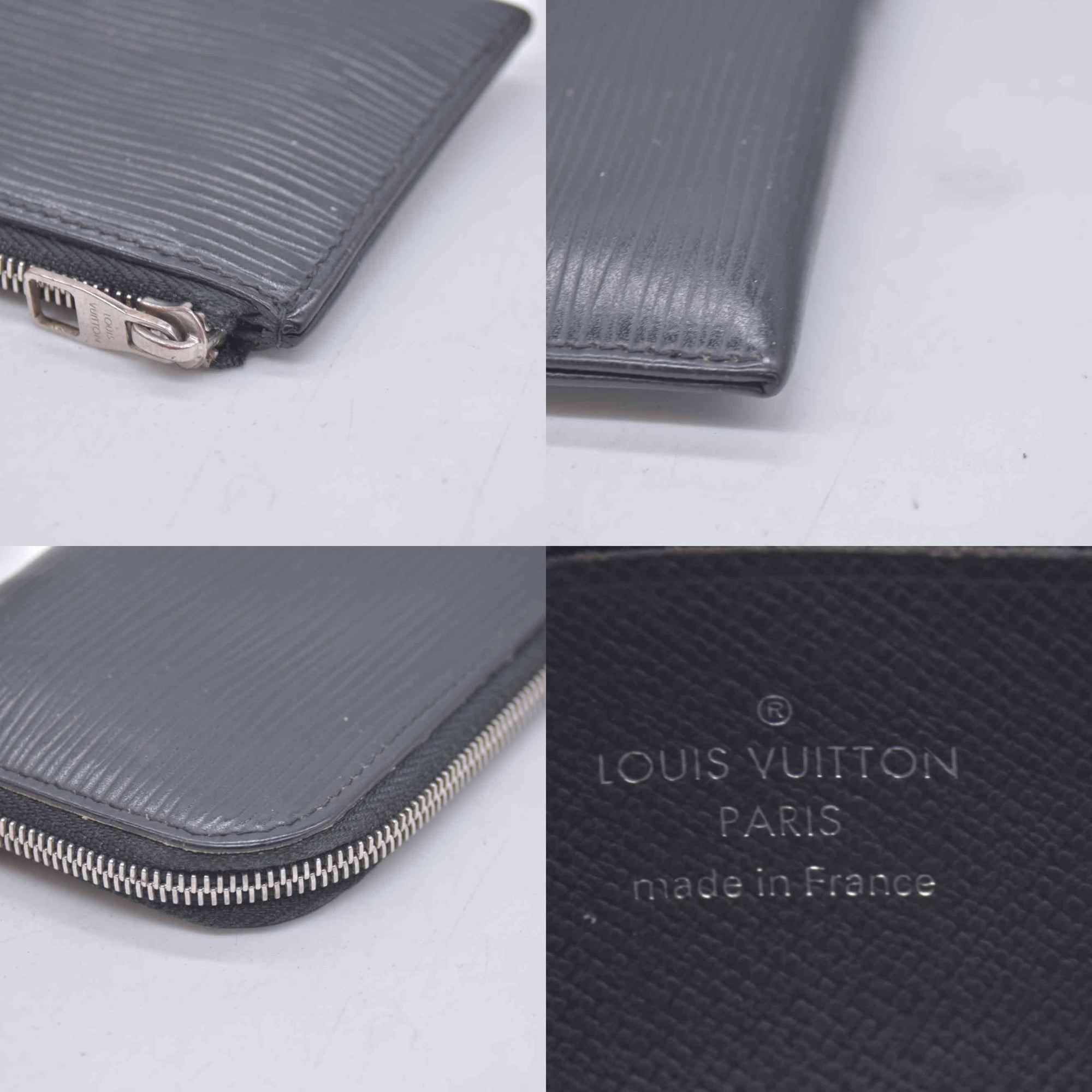 $555 2015 Louis Vuitton Epi Coin Purse Wallet Black TJ4155