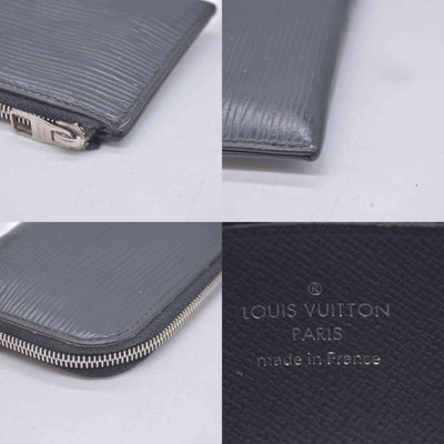 $555 2015 Louis Vuitton Epi Coin Purse Wallet Black TJ4155
