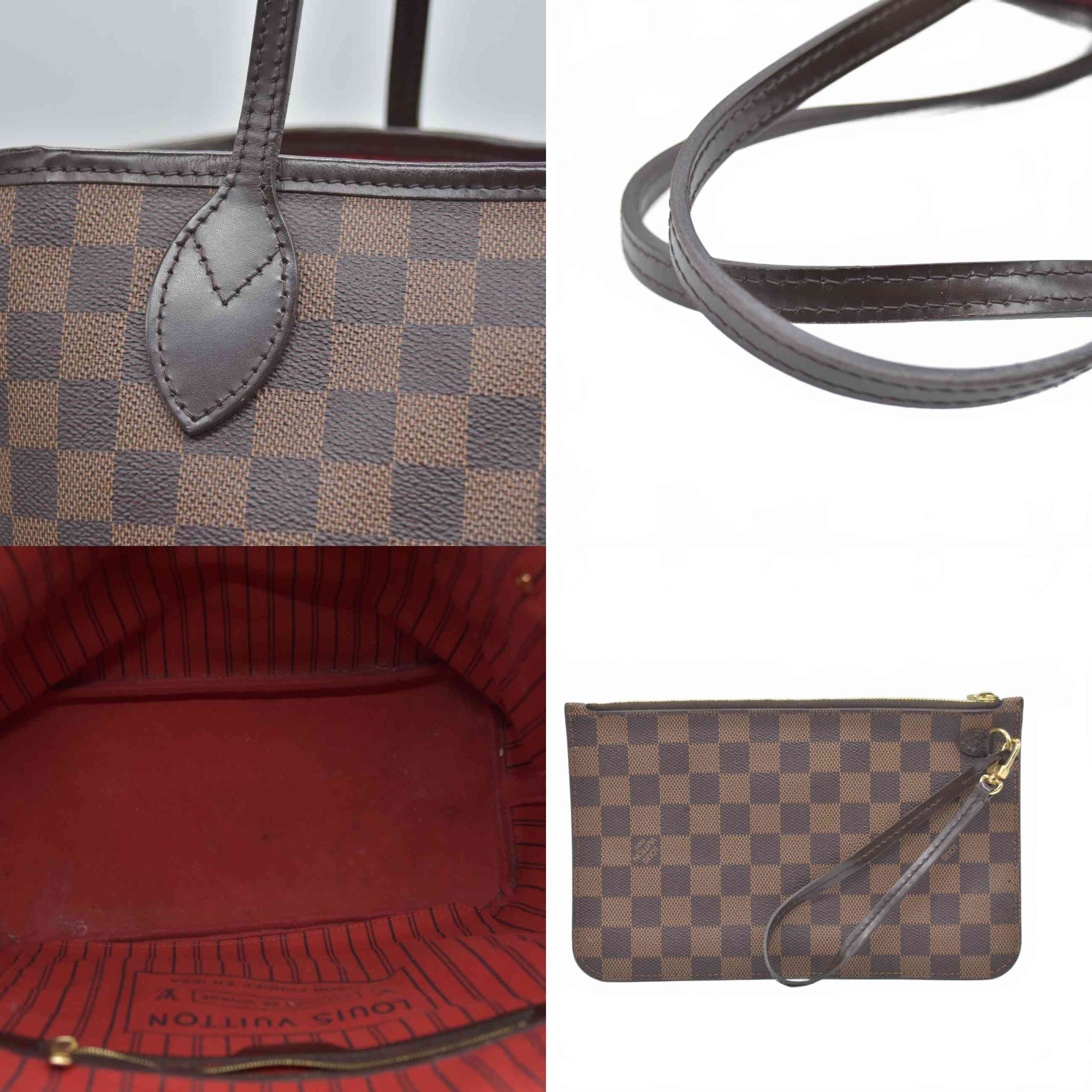 $2240 2017 Louis Vuitton Damier Ebene Neverfull MM with Pouch SD0167