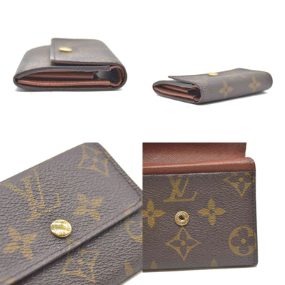 Louis Vuitton Monogram Porte Monnaie Plat Coin Purse Wallet Brown MI0011