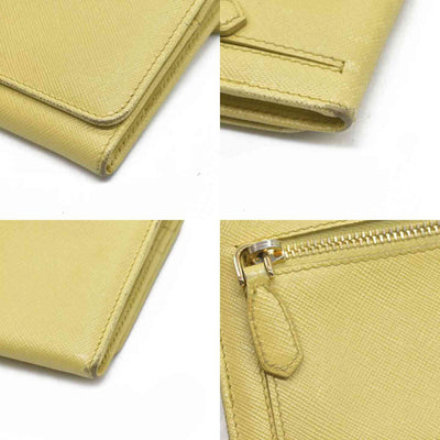 Prada Saffiano Metal Leather Continental Wallet Yellow