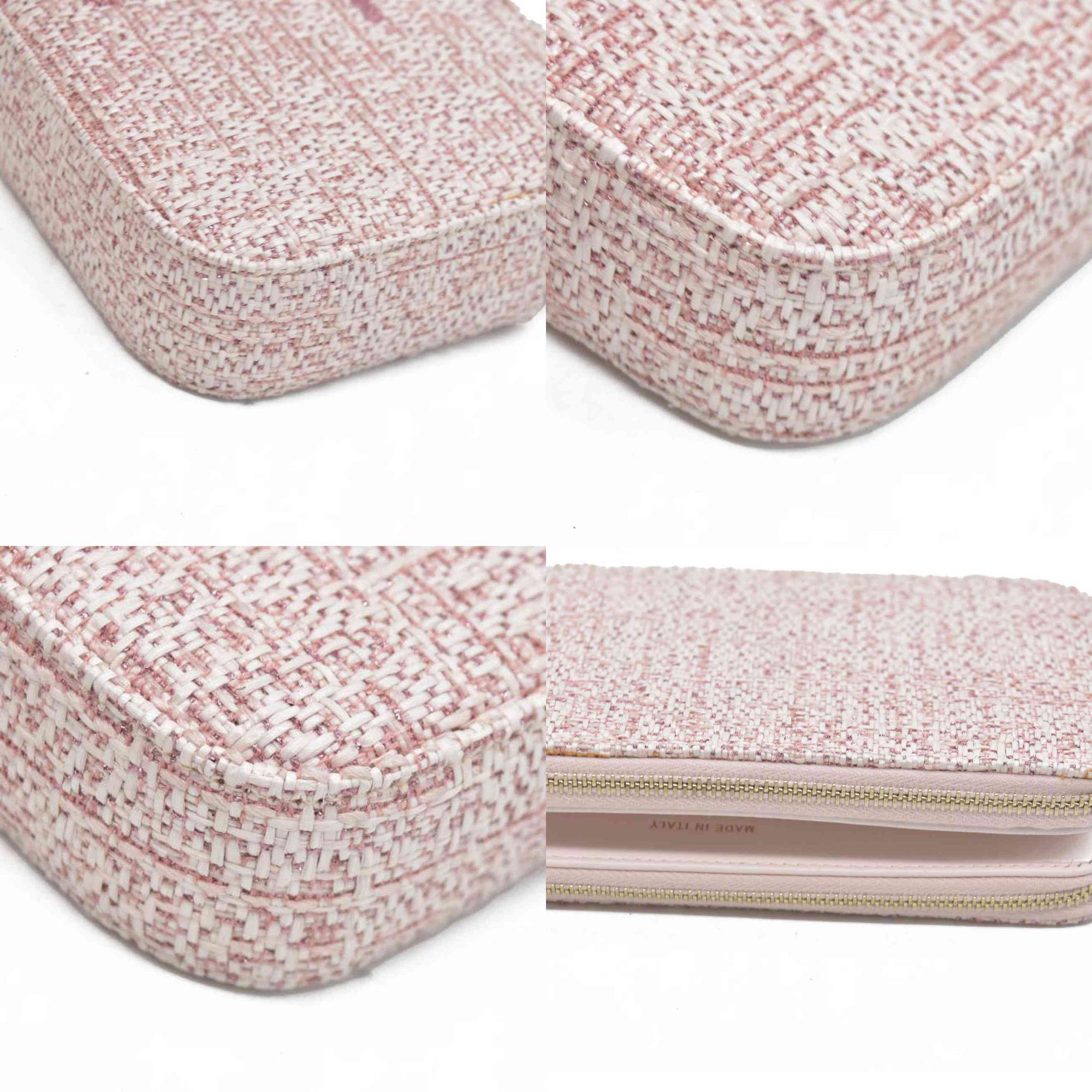 $4500 Chanel  Canvas Small Deauville Clutch With Chain Pink