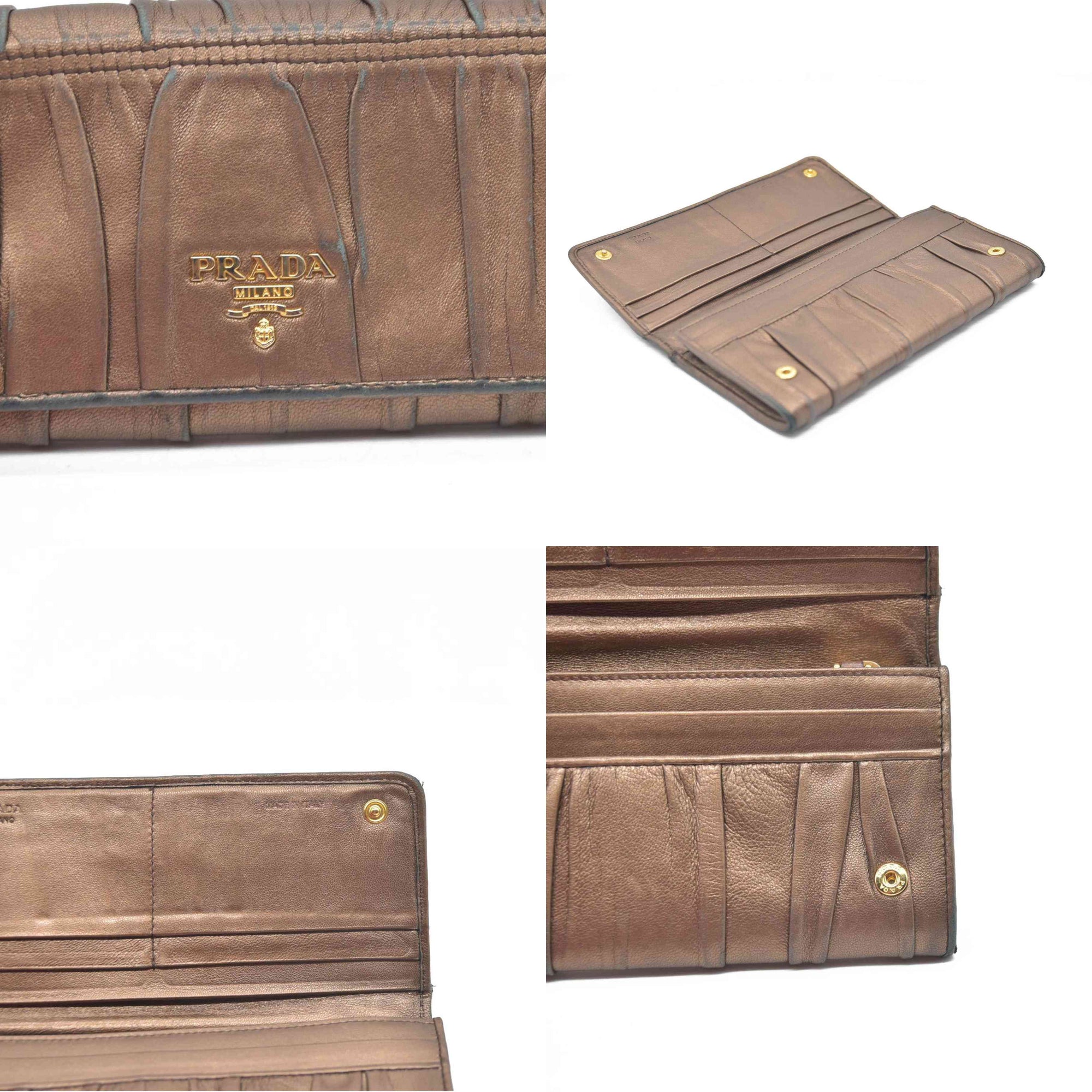 Prada Brown Nappa Gaufre Leather Continental Wallet