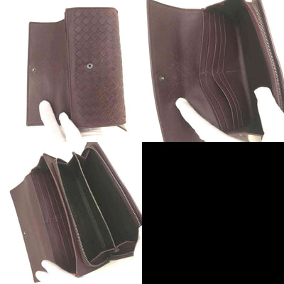 Bottega Veneta Intrecciato Lambskin Long Bifold Wallet Bordeaux