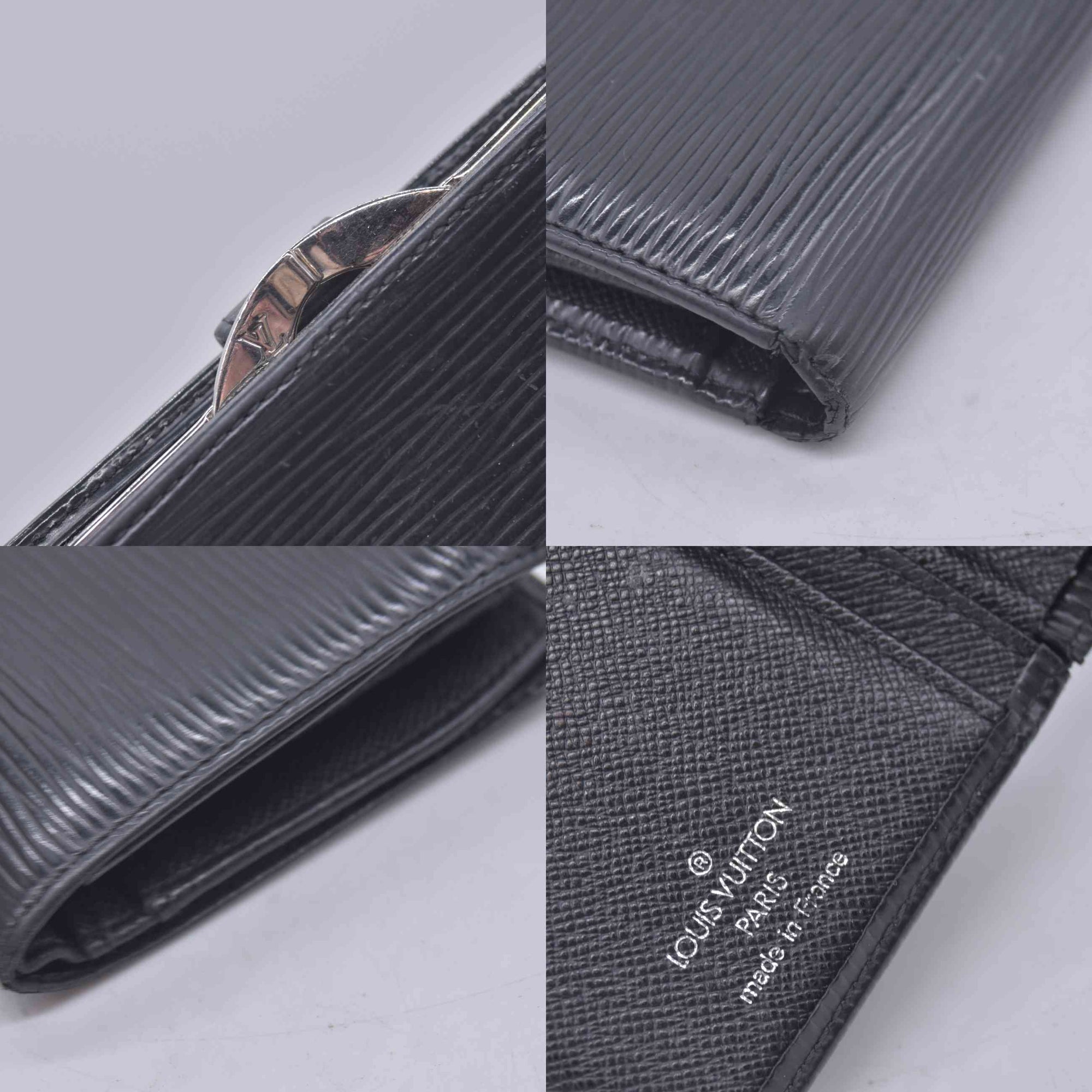 $730 2006 LOUIS VUITTON Epi Leather Black French Wallet CONSIGNMENT 10021623 MI0016