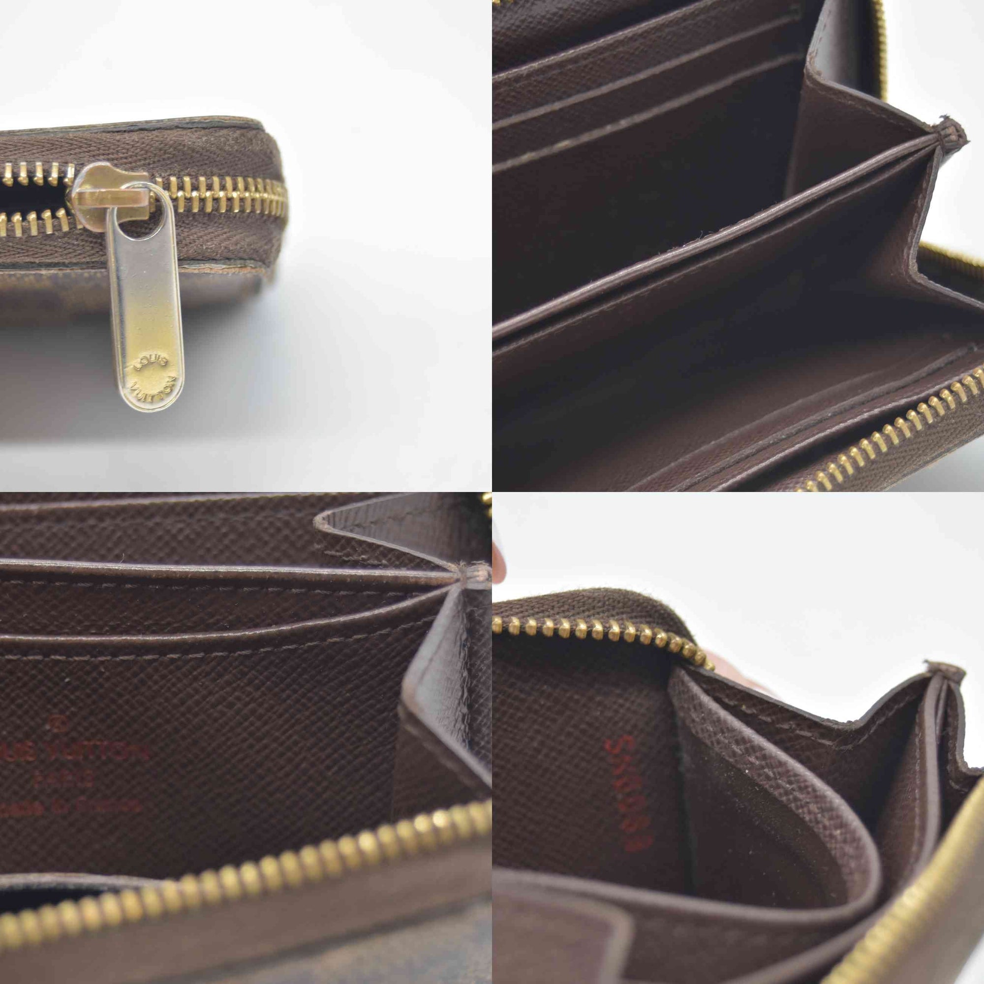 $560 2009 Louis Vuitton Damier Ebene Zippy Coin Wallet  SN0089