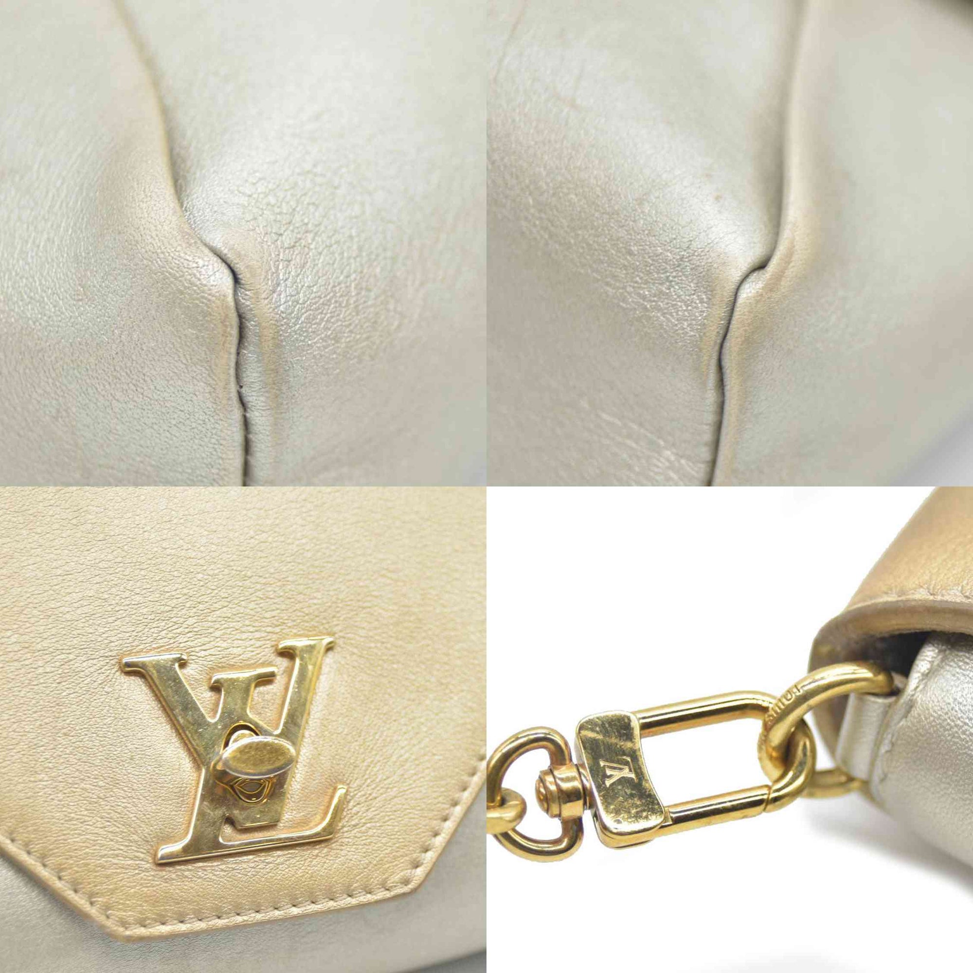 AUCTION $2150 Louis Vuitton  Metallic Calfskin Love Note Gold Bronze